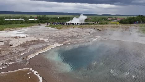 Iceland-Haukadalur-Geothermal-Steam-From-Pool-And-Geyser