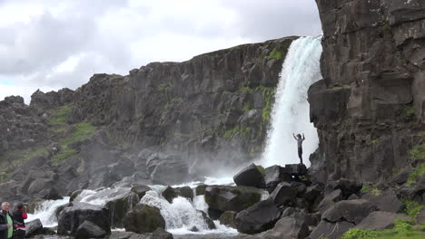 Iceland-Pingvellir-Waterfall-Over-Rift-Cliffs