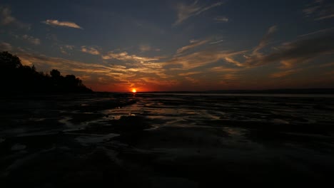 Kanada-Bay-Of-Fundy-Grand-Pre-Evangeline-Beach-Zeitraffer-Bei-Spätem-Sonnenuntergang