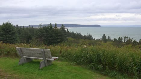 Canada-Bay-Of-Fundy-Bench-On-Hill-Above-Bay