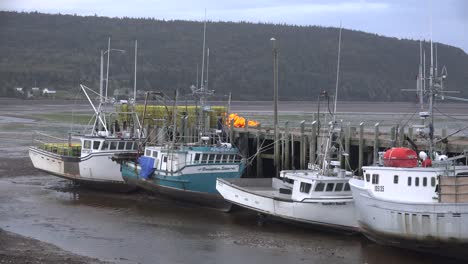 Canada-Nova-Scotia-New-Yarmouth-Low-Tide-Boats-By-Dock-With-Tide-Coming-In