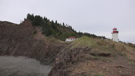 Canada-Nova-Scotia-Lighthouse-On-Rocky-Outcropping