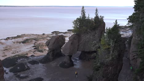 Kanada-Schaut-Auf-Die-Leute-Herab,-Die-An-Den-Hopewell-Felsen-Herumwandern