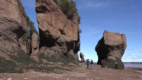 Los-Turistas-De-Canadá-Disfrutando-De-La-Marea-Baja-En-Hopewell-Rocks