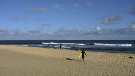Oahu-Sandy-Beach-Surfer-Walks-By