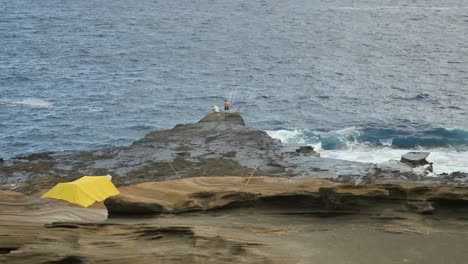 Oahu-Coast-With-Waves-And-Yellow-Tent.Mov