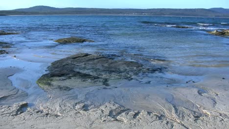 Australia-Murramarang-Beach-Moving-Water-Channels-In-Sand