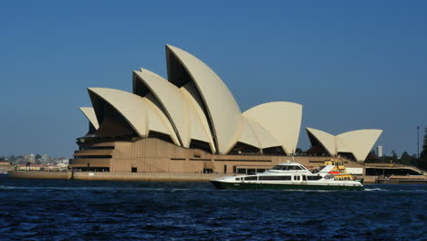 Australia-Sydney-Opera-House-Traditional-And-Modern-Ferries-Pass-By