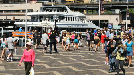Australia-Sydney-People-Walking-Past-Ship-On-Quay