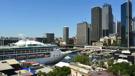 Australia-Sydney-Cruise-Ship-Moored-And-Skyline