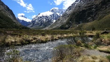 New-Zealand-River-And-Snow-On-Mountain-Fiordland