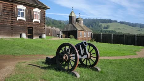 California-Fort-Ross-Russian-Fur-Trading-Post-Cannon-And-Church-Zoom-In