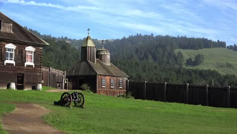 California-Fort-Ross-Cannon-And-Russian-Church-Zooms-In