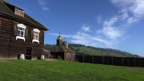 California-Fort-Ross-Church-With-Vultures-In-Sky