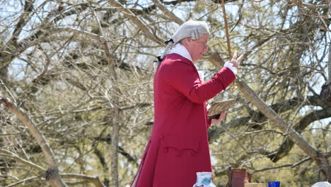 Virginia-Colonial-Williamsburg-Man-With-Cane-And-Book