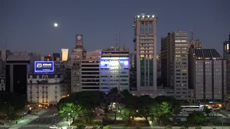 Argentina-Buenos-Aires-Downtown-In-Evening-With-Moon