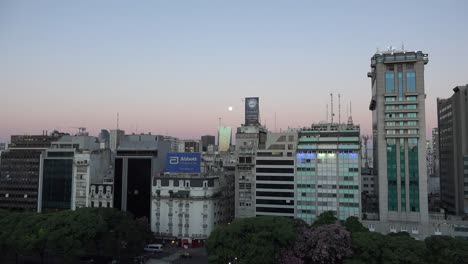 Argentina-Buenos-Aires-Evening-With-Moon-Zooms-In