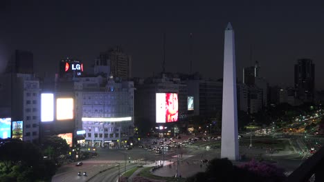 Argentina-Buenos-Aires-Night-Traffic-With-Obelisk