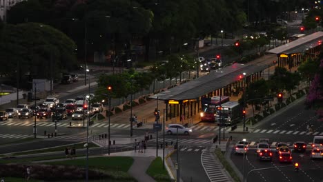 Argentina-Buenos-Aires-Street-Traffic-At-Night-Time-Lapse
