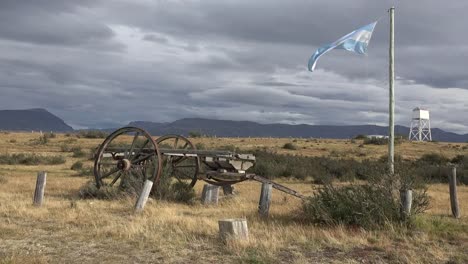 Argentina-Patagonia-Flag-And-Old-Wagon