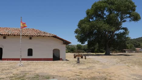 California-Lompoc-Mission-La-Purisima-Concepcion-Quarters-Wagon-And-Tree