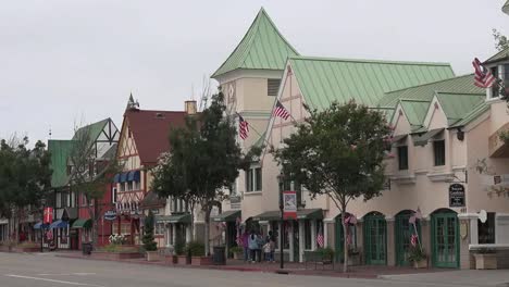California-Solvang-Danish-Style-Architecture-Along-A-Street-Pan