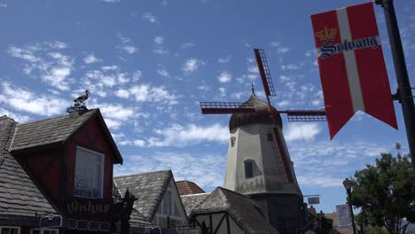 California-Solvang-Banner-And-Windmill