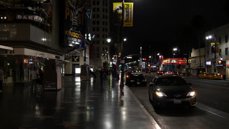California-Car-Parking-On-The-Side-Of-Hollywood-Boulevard-At-Night