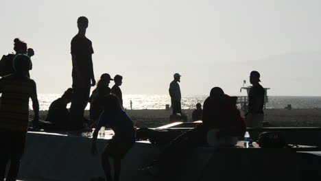 Los-Angeles-Venice-Beach-Young-Skateboarders-Backlit