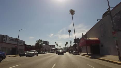 Los-Angeles-Driving-Down-A-Street-Into-The-Sun