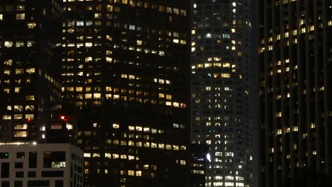 Los-Angeles-Skyscrapers-At-Night-With-Lights-In-Windows-Zoom-In