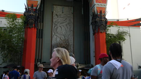 Los-Angeles-Tilts-Down-To-Tourists-In-Front-Of-Chinese-Theater