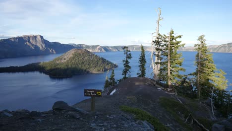 Oregon-Crater-Lake-With-Danger-Sign-And-Wizard-Island