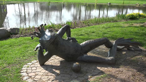 Germany-Rees-Frog-Statue-By-Pond