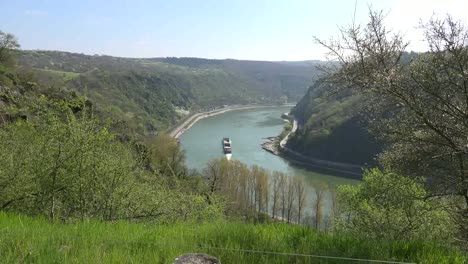 Germany-Rhine-Loreley-Procession-Of-Barges-Time-Lapse