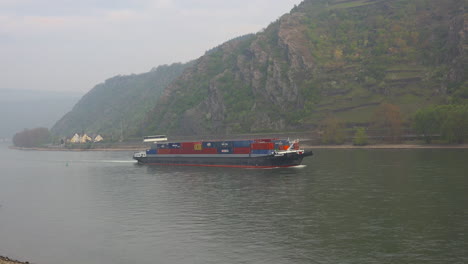 Germany-Rhine-Container-Barge-Early-Morning