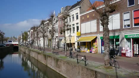 Netherlands-Schoonhoven-Canal-And-Shops