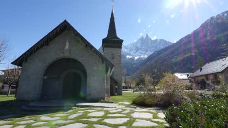 France-Chamonix-Church-With-Dramatic-Sunflare
