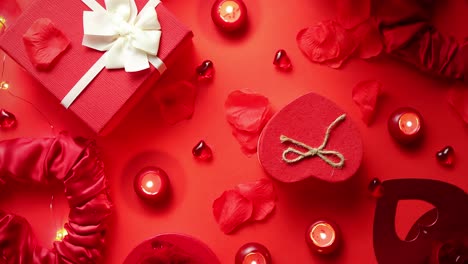 Valentines-day-romantic-decoration-with-roses--boxed-gifts--candles