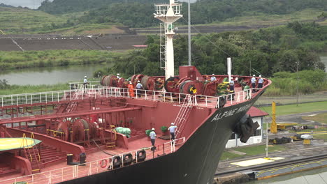 Panama-cargo-ship-in-Miraflores-locks-in-Panama-canal