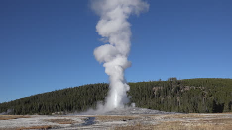 Yellowstone-Alte-Treue-Eruption-Und-Blauer-Himmel