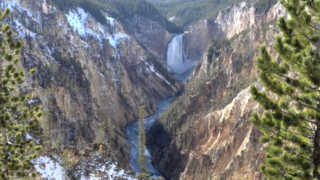 Yellowstone-lower-falls-in-a-canyon