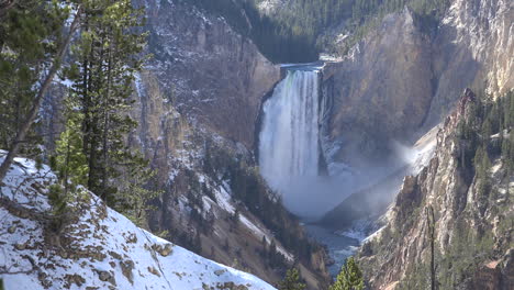 Yellowstone-Ansicht-Der-Unteren-Wasserfälle-Im-Schatten