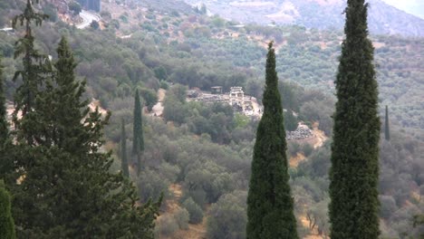 Griechenland-Delphi-Zoomt-Auf-Den-Tempel-Unten