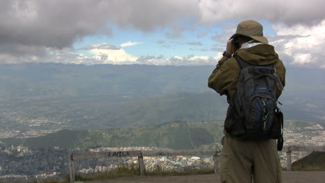 Ecuador-Tourist-photographing-mountain-scene