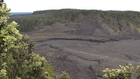 Hawaii-Bushes-frame-Kilauea-Iki-Crater
