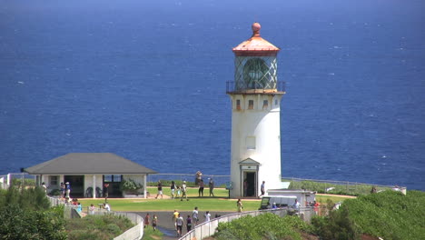 Kauai-Lighthouse-with-tourists-and-ocean