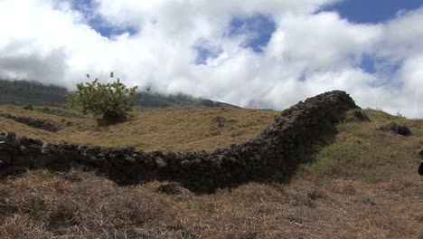 Maui-Stone-wall-and-clouds
