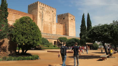 Spanien-Andalusien-Alhambra-Gekerbte-Türme-Und-Quadrat