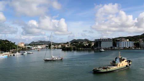 St-Lucia-Castries-harbor-tug-and-sailboat